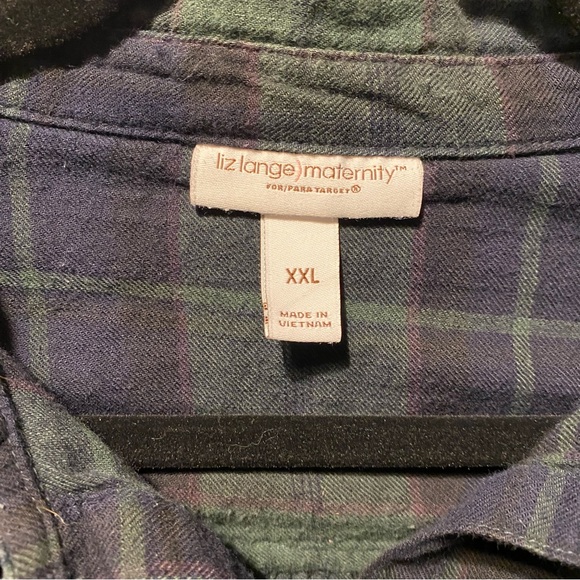 Liz Lang Maternity, Long Sleeve, Plaid, 1/2 Button Top.  Size XXL - Picture 4 of 5